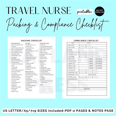 travel nursing checklist